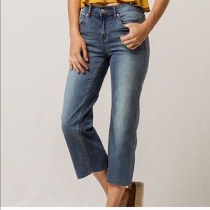 SKY AND SPARROW Fray Wide Leg Crop Jeans 0